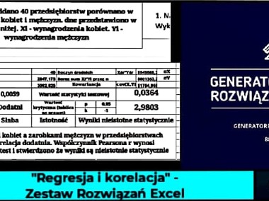 "Regresja i korelacja" - Zestaw 4 Rozwiązań Excel. poziom - Studia -1