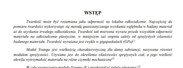 BADANIE WŁAŚCIWOŚCI MECHANICZNYCH PRZY POMOCY  NANOINDENTACJI-1