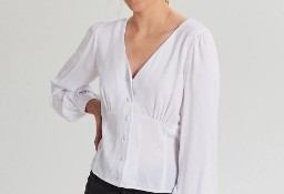 Nowa biała bluzka Cropp M 38 koszula wiskoza retro pin up elegancka guziki