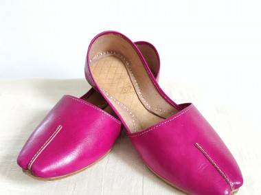 Różowe skórzane buty balerinki 38 skóra orient indyjskie khussa mojari jutti -1
