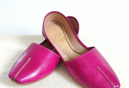 Różowe skórzane buty balerinki 38 skóra orient indyjskie khussa mojari jutti 