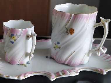 Zestaw swirlowej porcelany ręcznie malowane filiżanki z tacą w stylu neorokoko -1
