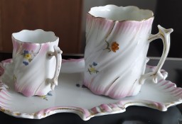 Zestaw swirlowej porcelany ręcznie malowane filiżanki z tacą w stylu neorokoko 