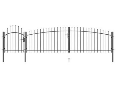 vidaXL Brama ogrodzeniowa z grotami, 5 x 1,5 m, czarna-1