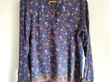 Bluzka Esprit 40 L niebieska wzór floral orient paisley boho hippie-1