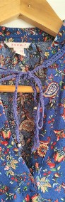 Bluzka Esprit 40 L niebieska wzór floral orient paisley boho hippie-3