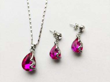 Komplet biżuterii Różowa Łza - NOWY-1