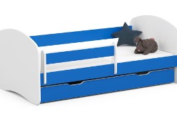 Łóżko dziecięce 160x80 SMILE z materacem i szufladą niebieskie