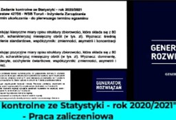 "Zadanie kontrolne ze Statystyki - rok 2020/2021" - Praca zaliczeniowa Excel.