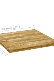 vidaXL Kwadratowy blat do stolika z drewna dębowego, 44 mm, 80 x 80 cm-3