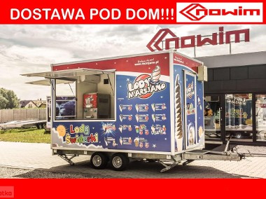 99.226 Nowim przyczepa gastronomiczna z wyposażeniem lody Marsjano handlowa sprzedażowa budka food truck DMC 2000 kg maszyna do lodów ...-1