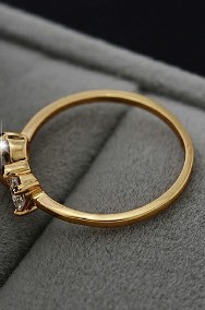 Nowy pierścionek złoty kolor kokardka kokarda cyrkonie celebrytka-2