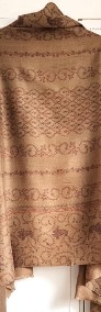 Duży szal orientalny indyjski haftowany haft paisley pashmina brąz ciemny-3