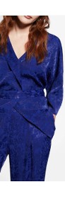Nowe spodnie Mango Violeta L 46 3XL 48 4XL żakardowe niebieskie kobaltowe wzór-3