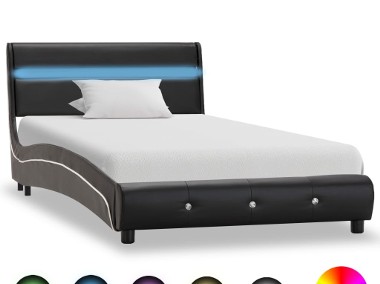 vidaXL Rama łóżka z LED, czarna, sztuczna skóra, 90 x 200 cm 280332-1