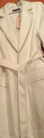 (38)  Ekskluzywny, biały płaszcz z paskiem z Londynu/ płaszcz do ślubu/ NOWY -4