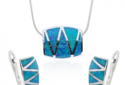 Komplet biżuterii z niebieskim opalem