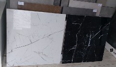 Marmo white, black marmur biały, czarny, płytki gresowe polerowane 80x80 Cerrad 