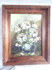 obraz olejny ręcznie malowany na płótnie kwiaty w drewnianej ramie 