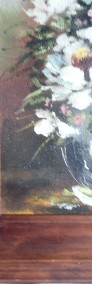 obraz olejny ręcznie malowany na płótnie kwiaty w drewnianej ramie -3