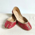 Indyjskie buty baleriny  khussa 39 orient boho różowe złote żakard arabskie