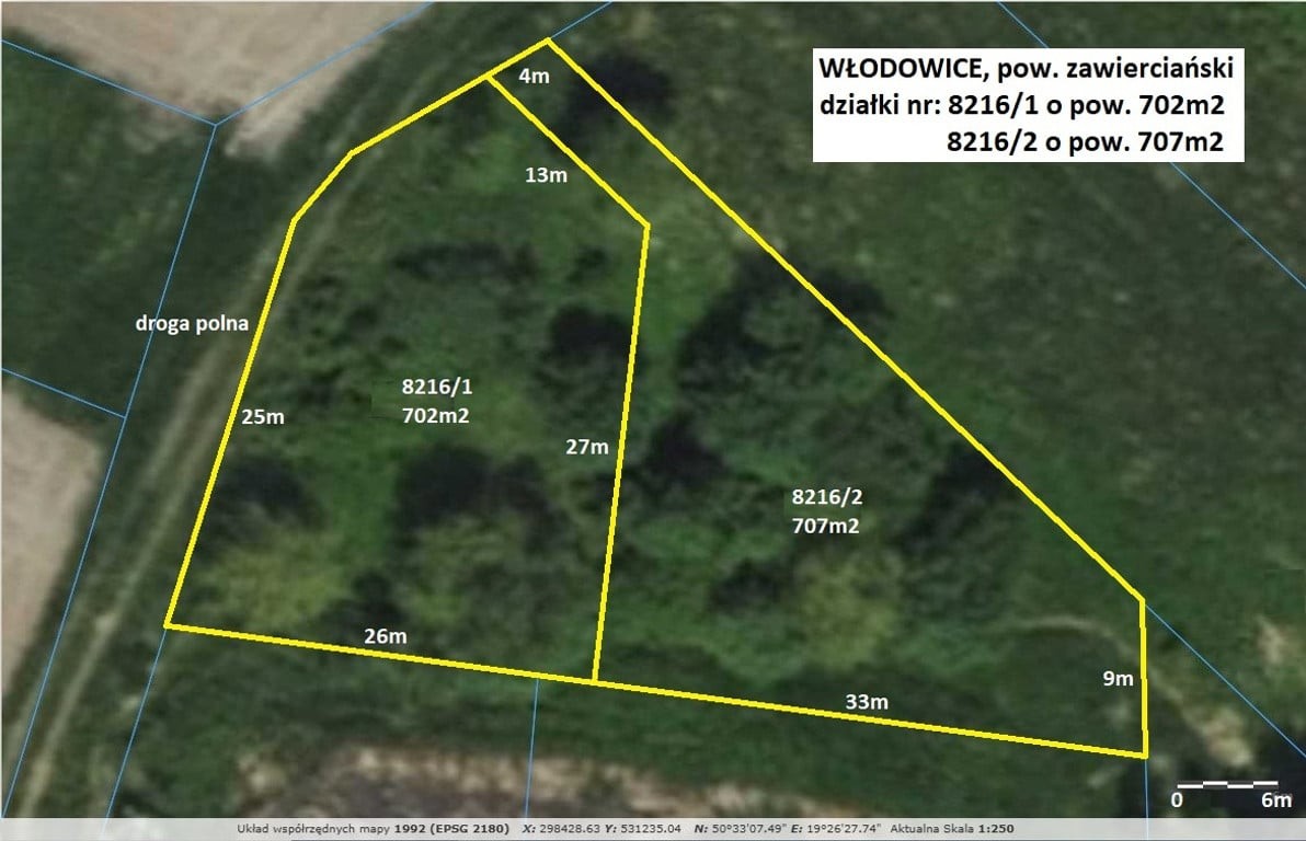 Jura tania działka budowlana (plan) 707 m² cena tylko 34.900zł (brutto z 23% VAT) - Widok 3