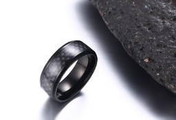 Nowy pierścionek męski obrączka czarna stal szlachetna elegancka