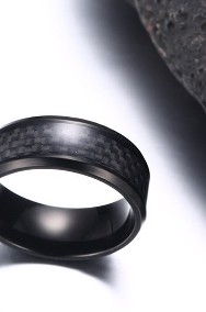 Nowy pierścionek męski obrączka czarna stal szlachetna elegancka-2