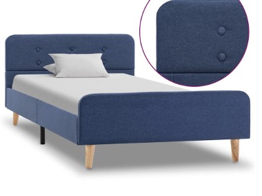 vidaXL Rama łóżka, niebieska, tapicerowana tkaniną, 100 x 200 cm 284907-1