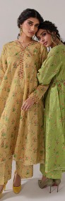 Komplet długa sukienka spodnie S 36 bawełna żółta w kwiaty boho folk cottagecore-4