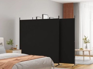 vidaXL Parawan 3-panelowy, czarny, 525x180 cm, tkanina-2