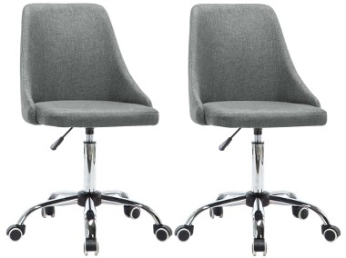 vidaXL Krzesła biurowe na kółkach, 2 szt., tkanina, jasnoszare276281-1