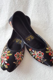 Nowe buty baletki balerinki khussa indyjskie folk hippie boho czarne haftowane-2