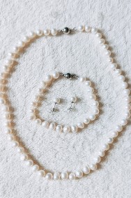 Nowy komplet pereł naszyjnik bransoletka kolczyki białe perły srebro 925 kolia-2