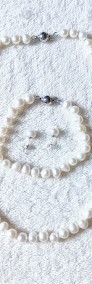 Nowy komplet pereł naszyjnik bransoletka kolczyki białe perły srebro 925 kolia-4
