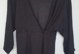 Sweter kardigan H&M 38 M czarny srebrna nitka narzutka