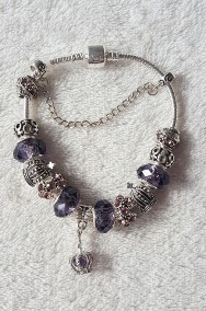 Nowa bransoletka srebrny kolor fioletowe koraliki korona modułowa beads charms-2