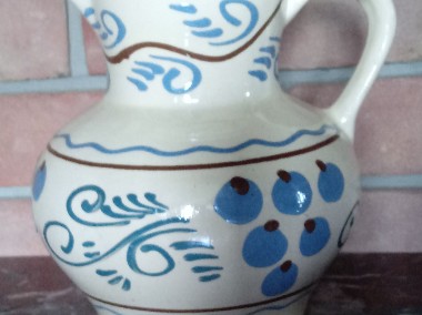 ceramiczny gliniany dzbanek wazon z uchem ręcznie malowany szkliwiony rękodzieło-1