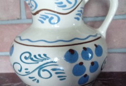 ceramiczny gliniany dzbanek wazon z uchem ręcznie malowany szkliwiony rękodzieło