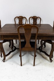 Dębowy stół 5 krzeseł, stylowy komplet antyki stare po renowacji dąb -2