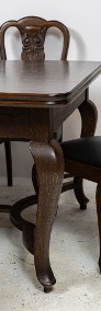 Dębowy stół 5 krzeseł, stylowy komplet antyki stare po renowacji dąb -3