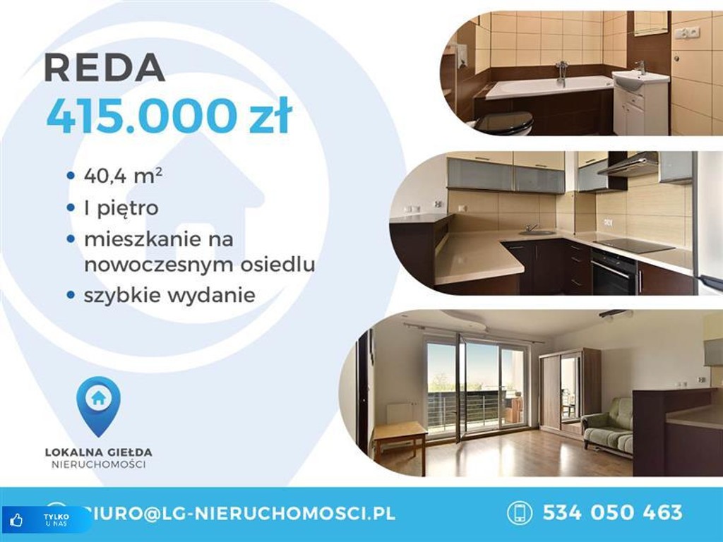 Mieszkanie na sprzedaż, 2 pokoje, 40 m², Reda