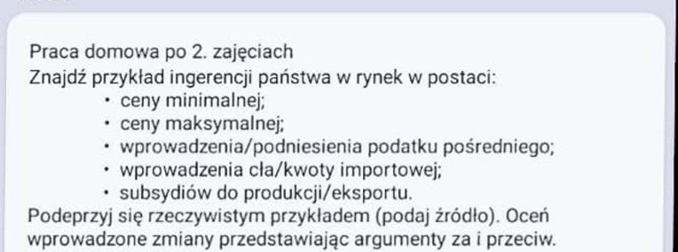 "Interwencja państwa w rynek" - Praca zaliczeniowa z dziedziny - Makroekonomia -1