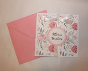 Kartki ręcznie robione HANDMADE kartka na urodziny w różowe kwiaty róże piwonie