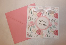 Kartki ręcznie robione HANDMADE kartka na urodziny w różowe kwiaty róże piwonie