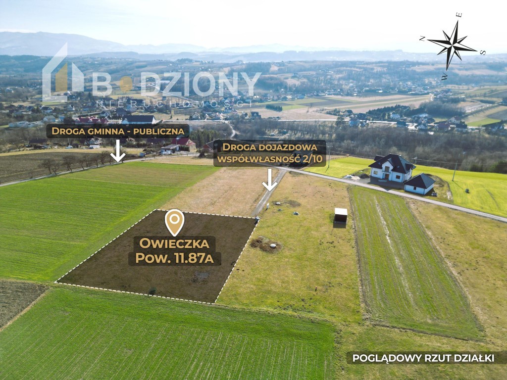 Atrakcyjna działka budowlana Owieczka 11,87a - 30x38m - prąd, studnia na działce, małopolskie
