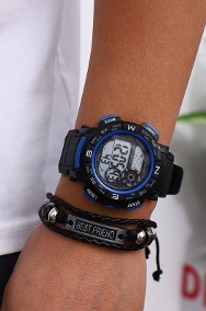Zegarek sportowy cyfrowy elektroniczny LED czarny bransoletka stoper alarm-2