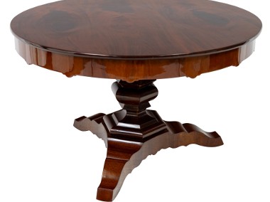 Okrągły stół biedermeier antyk stary mahoń na jednej nodze-1