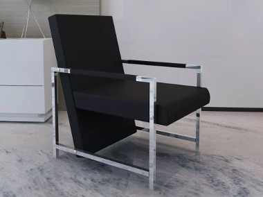 vidaXL Fotel z chromowanymi nóżkami, czarny, sztuczna skóra241006-1