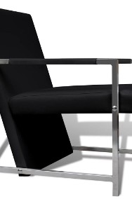 vidaXL Fotel z chromowanymi nóżkami, czarny, sztuczna skóra241006-2